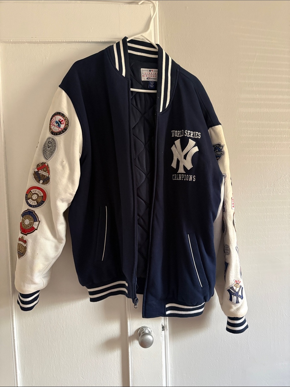 Navy & White Varsity Jacket - World Series Champions